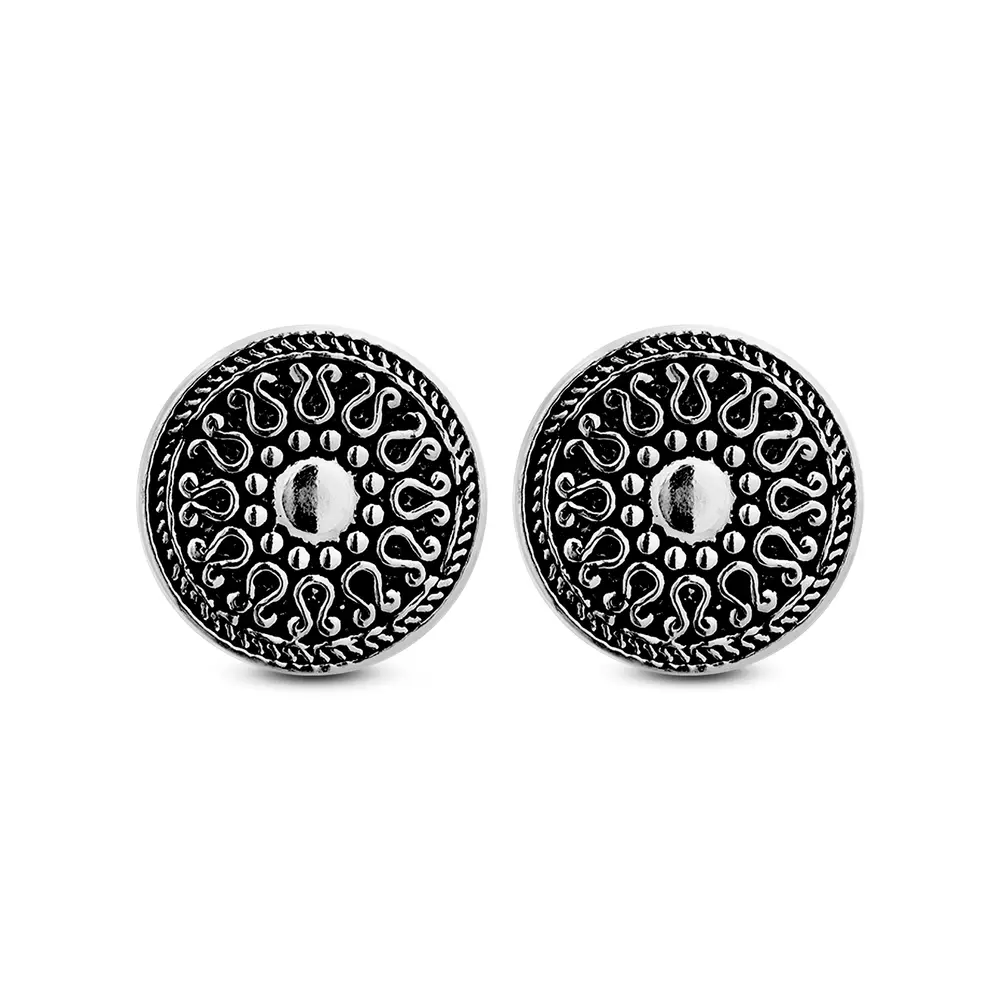 Brinco Prata Envelhecido Mandala M