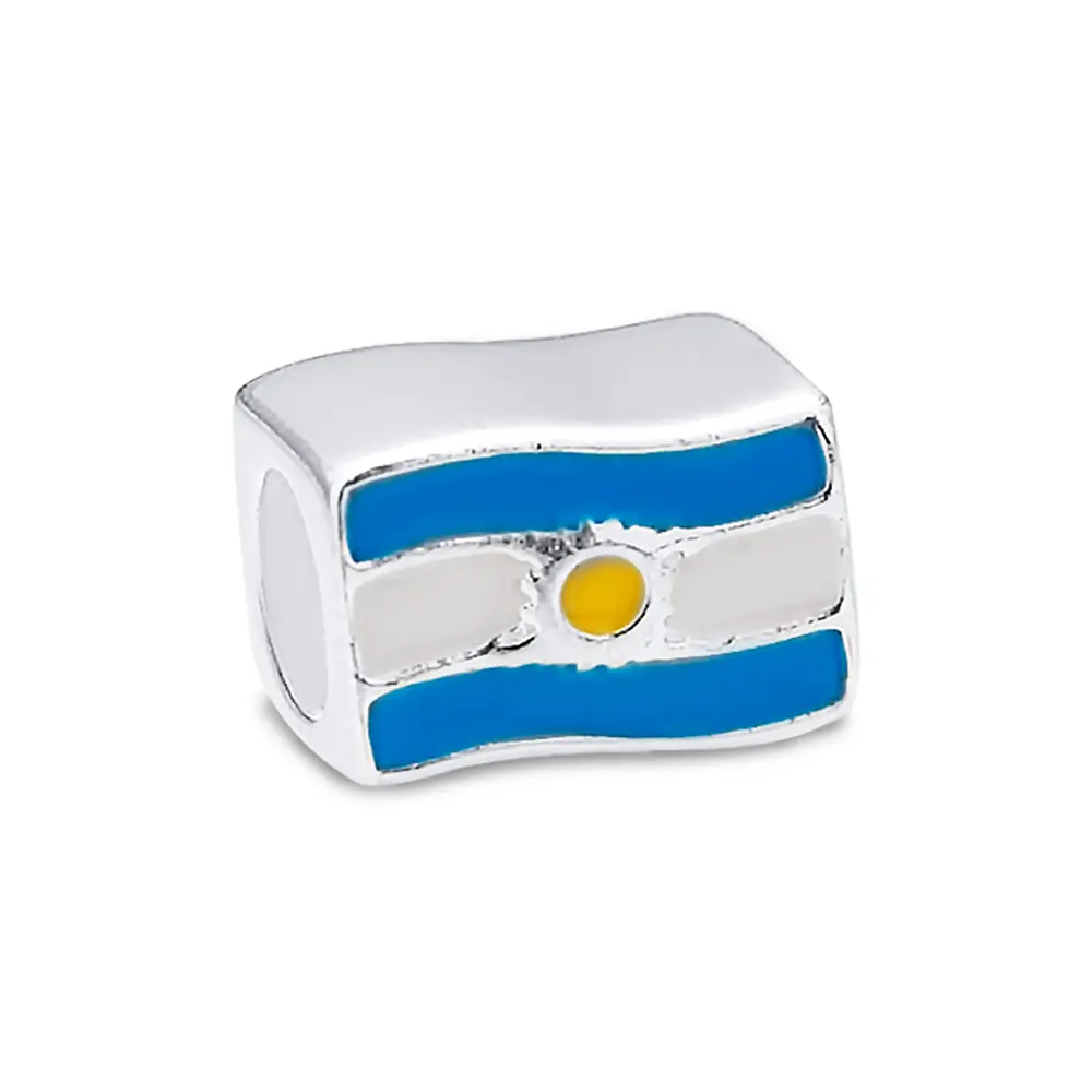 Berloque Prata Art Colletion Bandeira Argentina Esmaltado