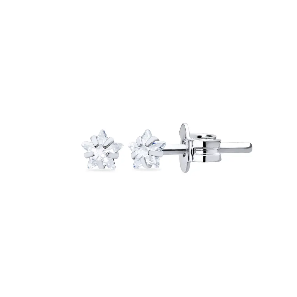 Brinco Prata Top Zircônia Estrela 4mm Unissex