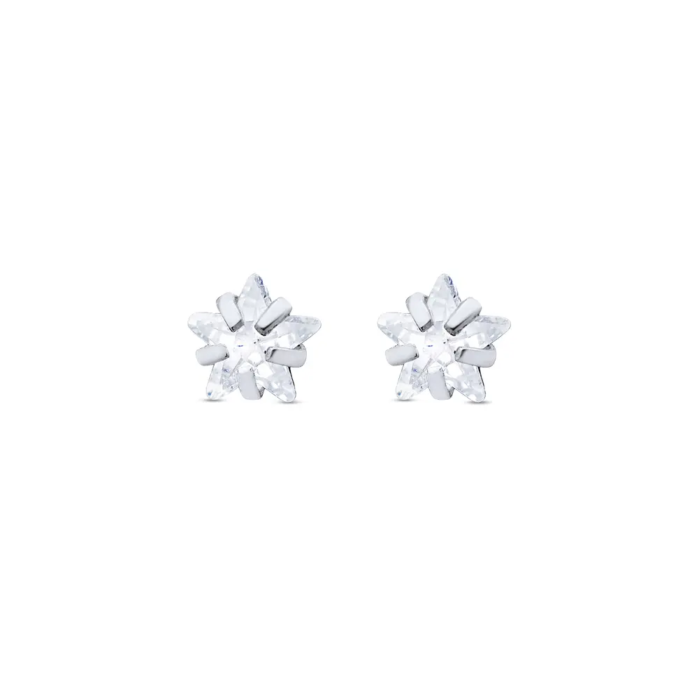 Brinco Prata Top Zircônia Estrela 4mm Unissex
