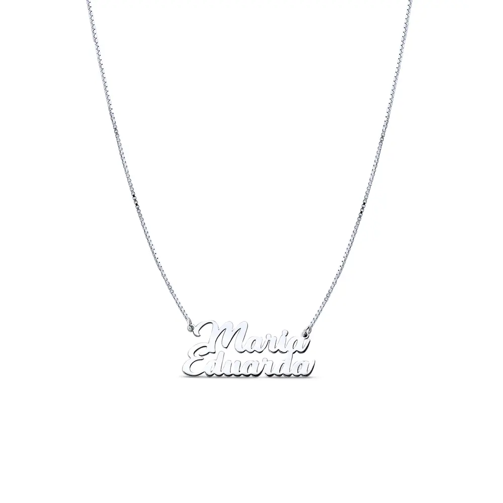 Colar Prata Nome Composto Personalizado 45Cm