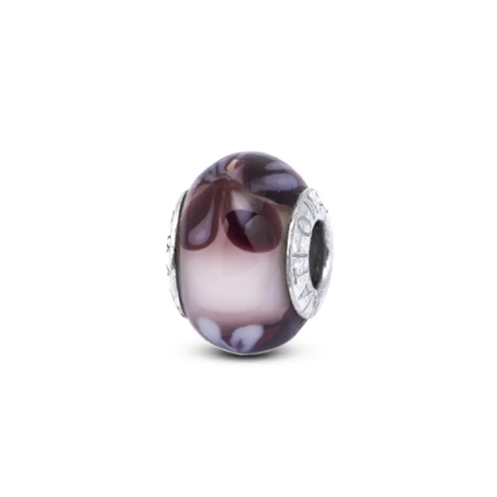 Berloque Prata Art Collection Infantil Murano Borboleta Rosa