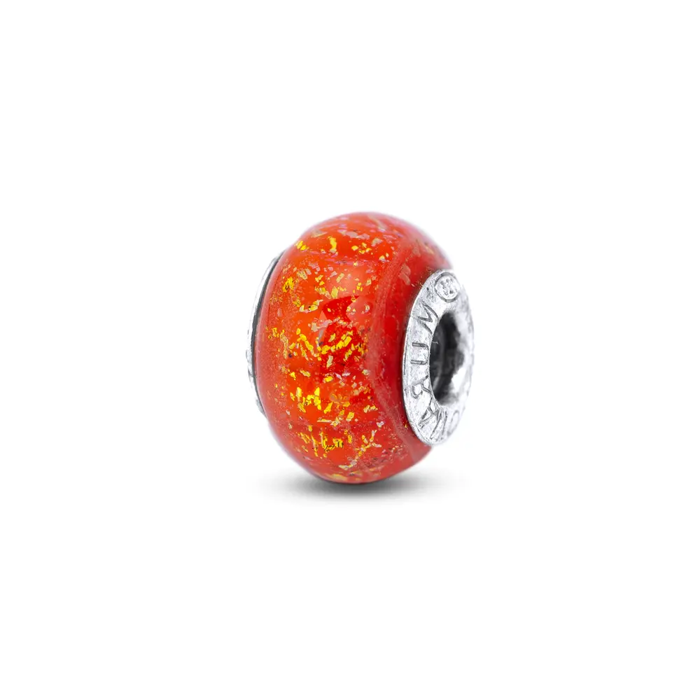 Berloque Prata Art Collection Infantil Murano Laranja