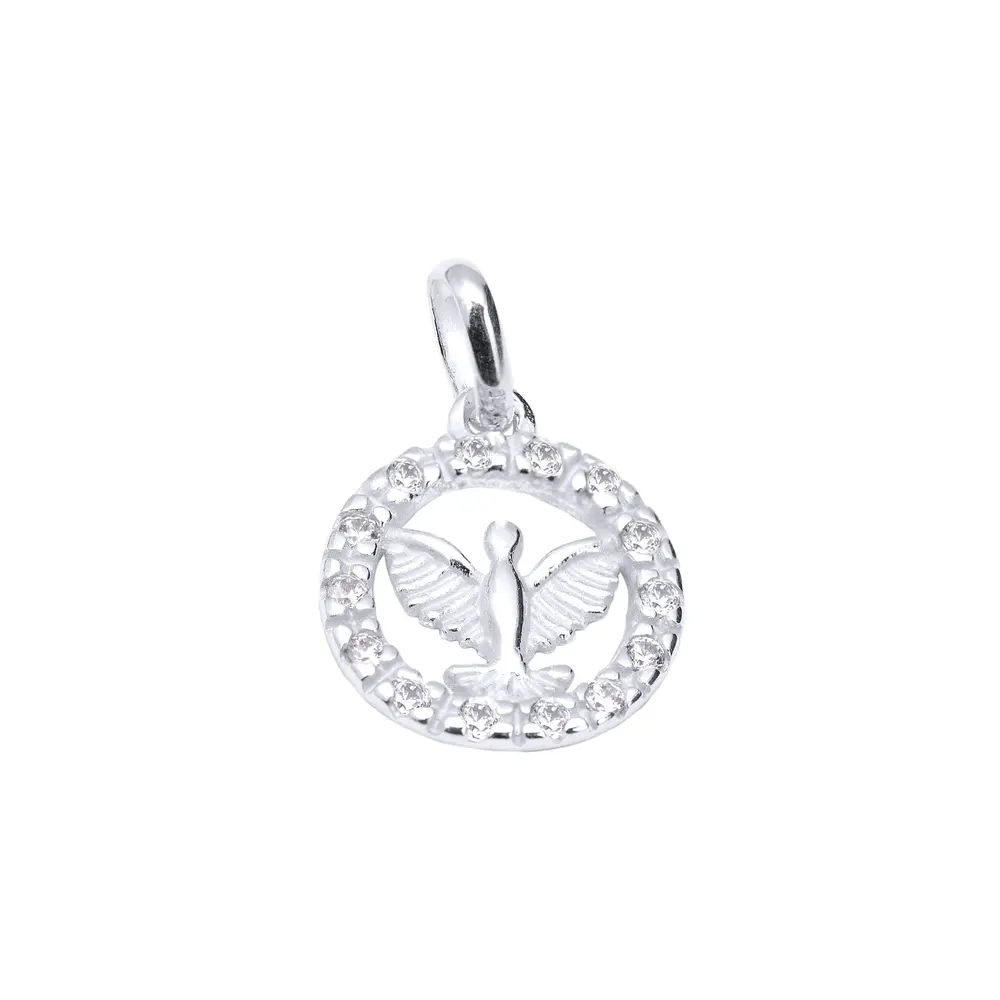 Pingente Prata Espirito Santo Com Zircônias