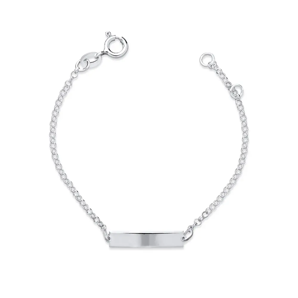 Pulseira Prata Infantil Placa Lisa