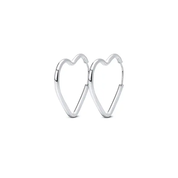 Brinco Prata Argola Coração Liso Pequeno