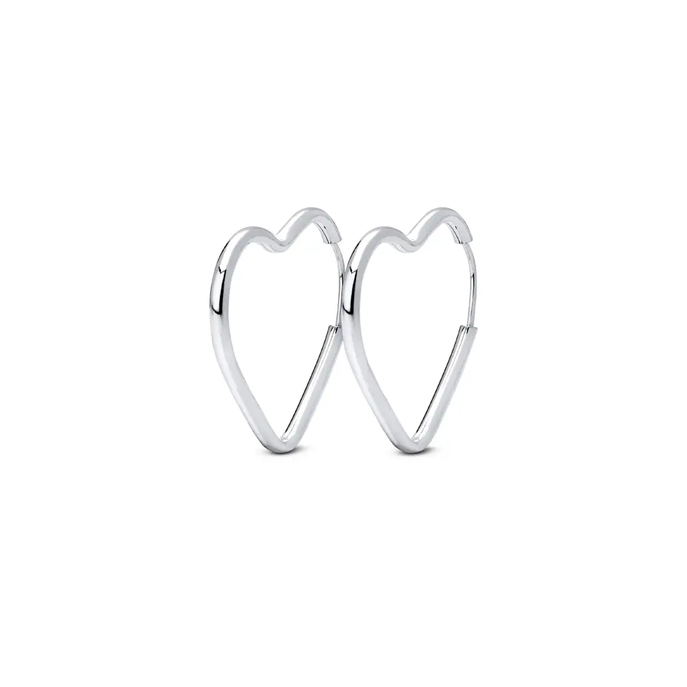Brinco Prata Argola Coração Liso Pequeno