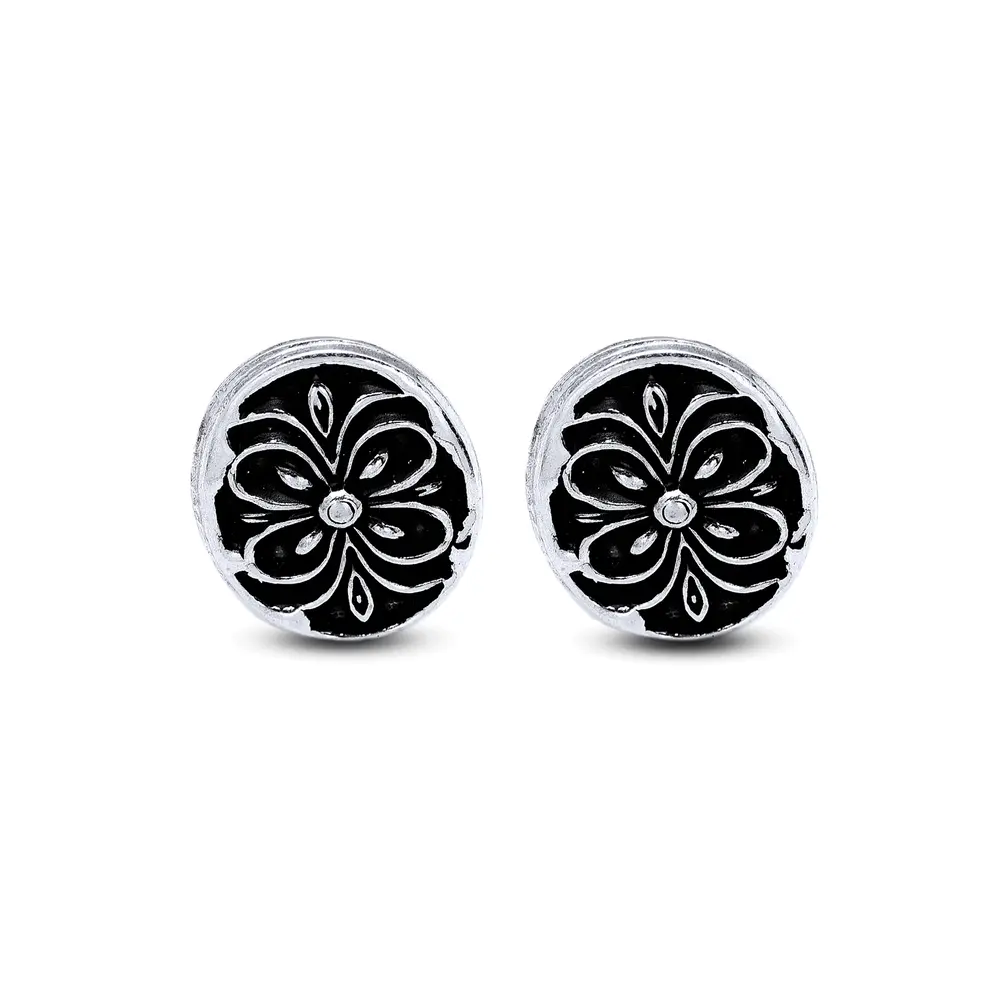 Brinco Prata Envelhecido Flor