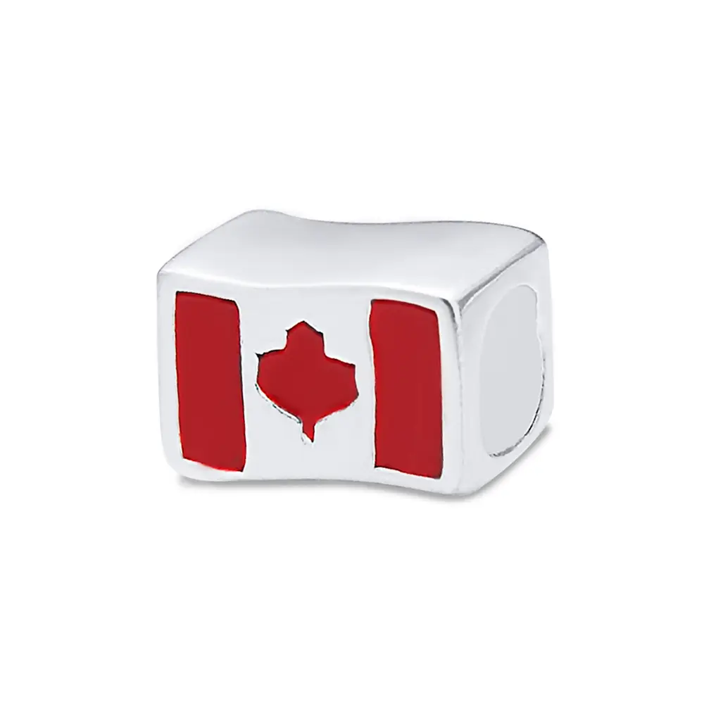 Berloque Prata Art Collection Bandeira Da Canadá Esmaltado