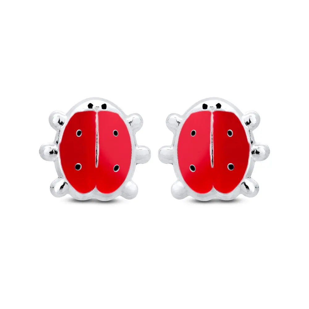 Brinco Prata Infantil Joaninha