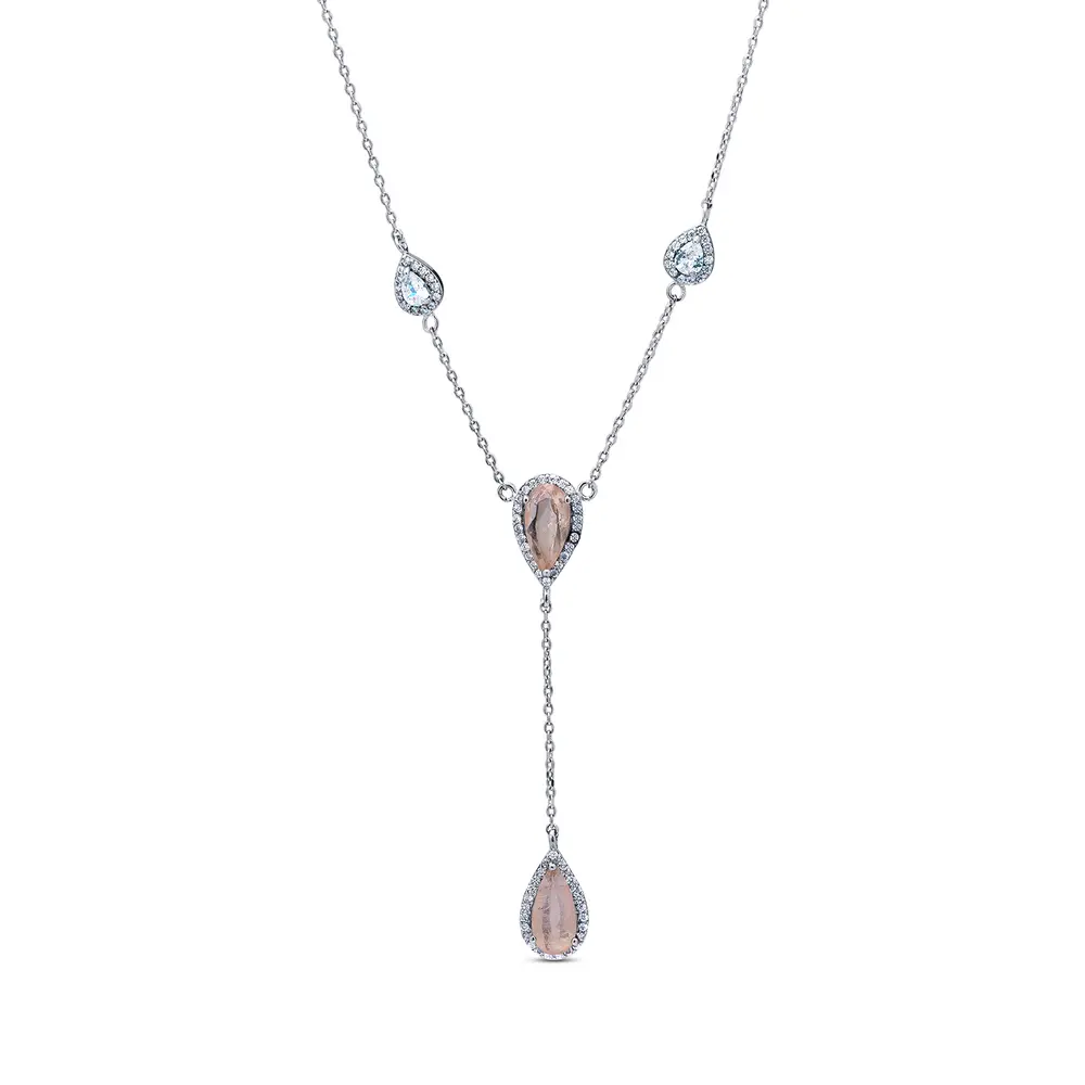 Gargantilha Banho Rodio Cristal De Rutilo E Zircônias