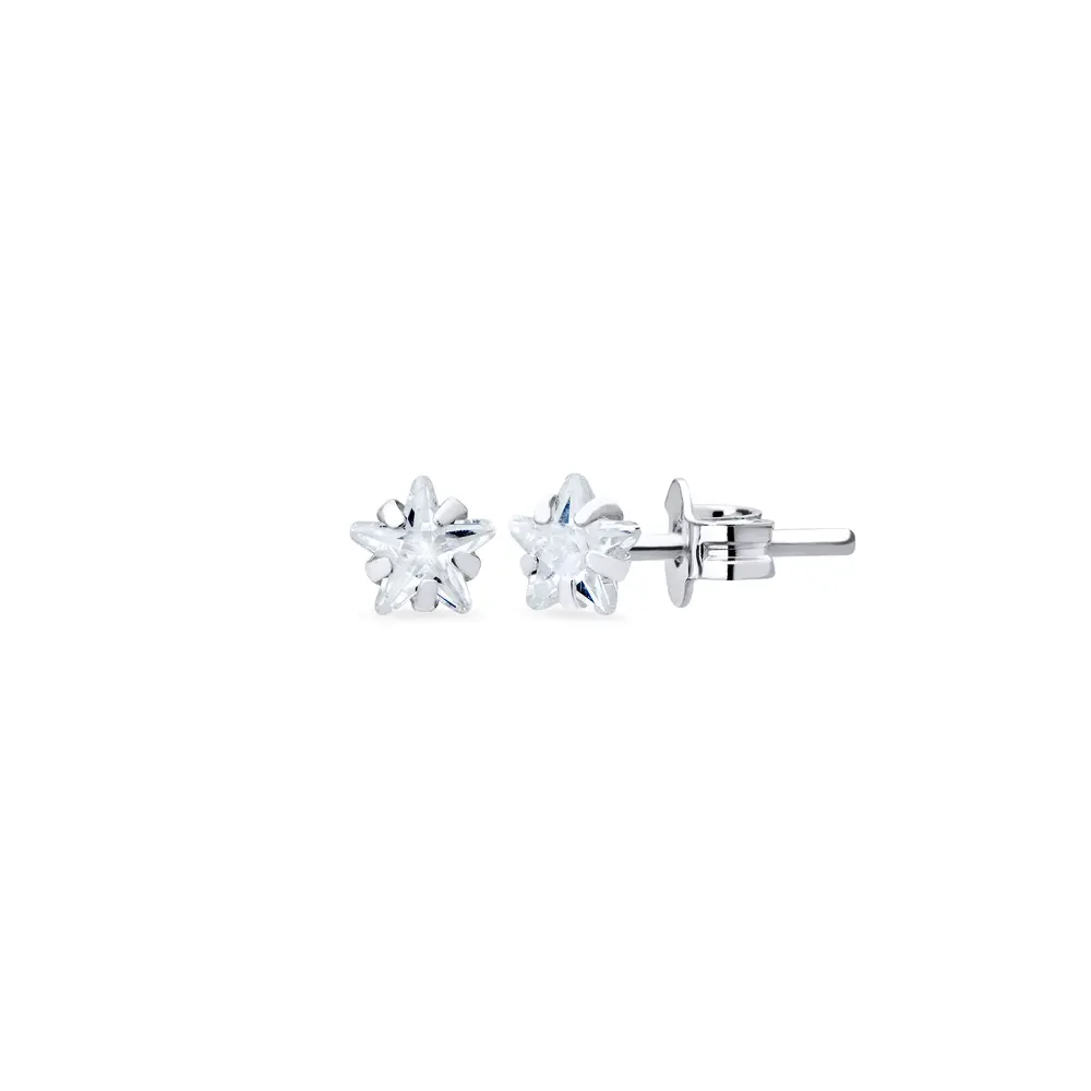 Brinco Prata Top Zircônia Estrela 6Mm