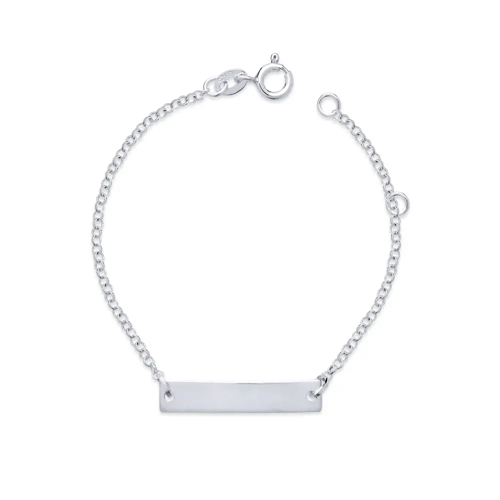 Pulseira Infantil Prata Placa Lisa 2.5Cm