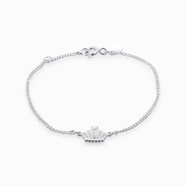 Pulseira Prata Infantil Coroa Esmaltado