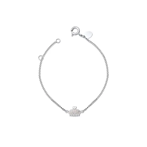 Pulseira Prata Infantil Coroa Esmaltado