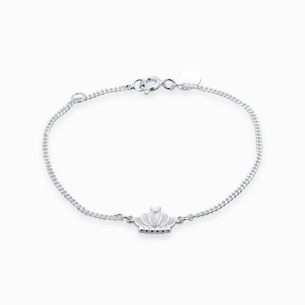 Pulseira Prata Infantil Coroa Esmaltado