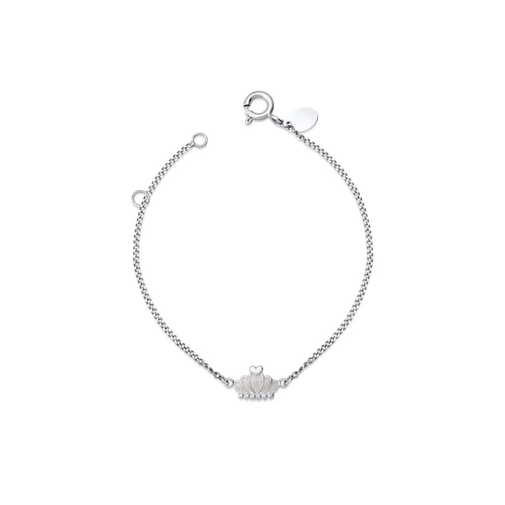 Pulseira Prata Infantil Coroa Esmaltado