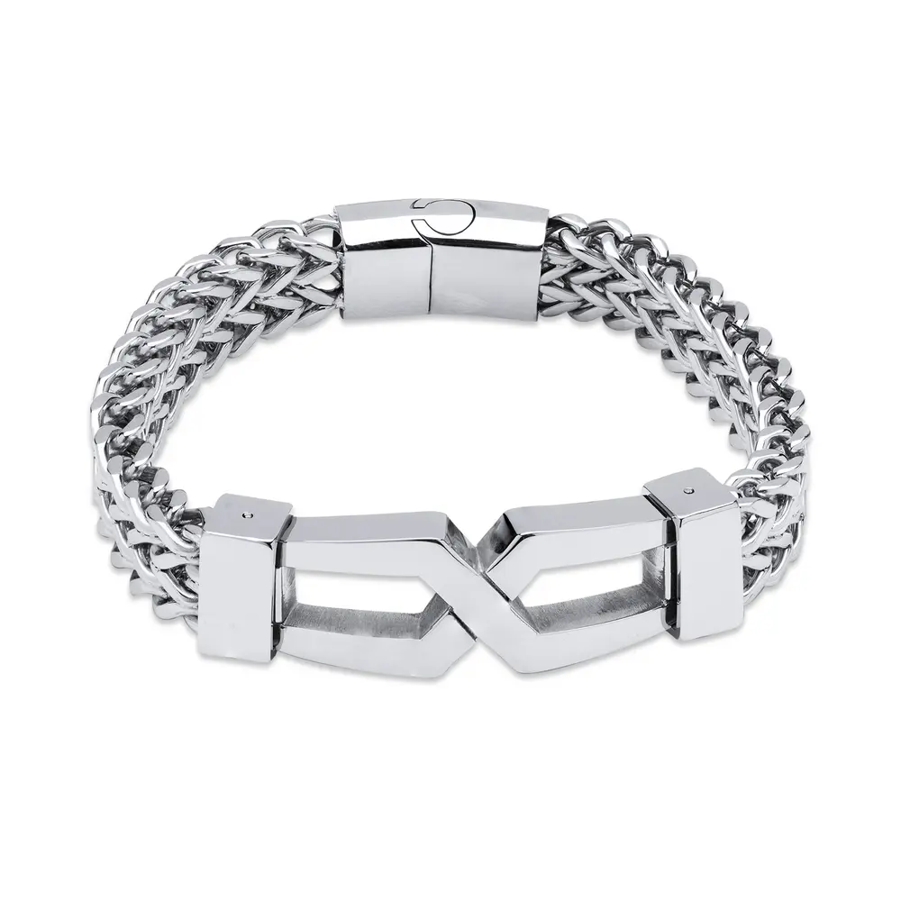 Pulseira Aço Masculina Placa Vazada 22cm