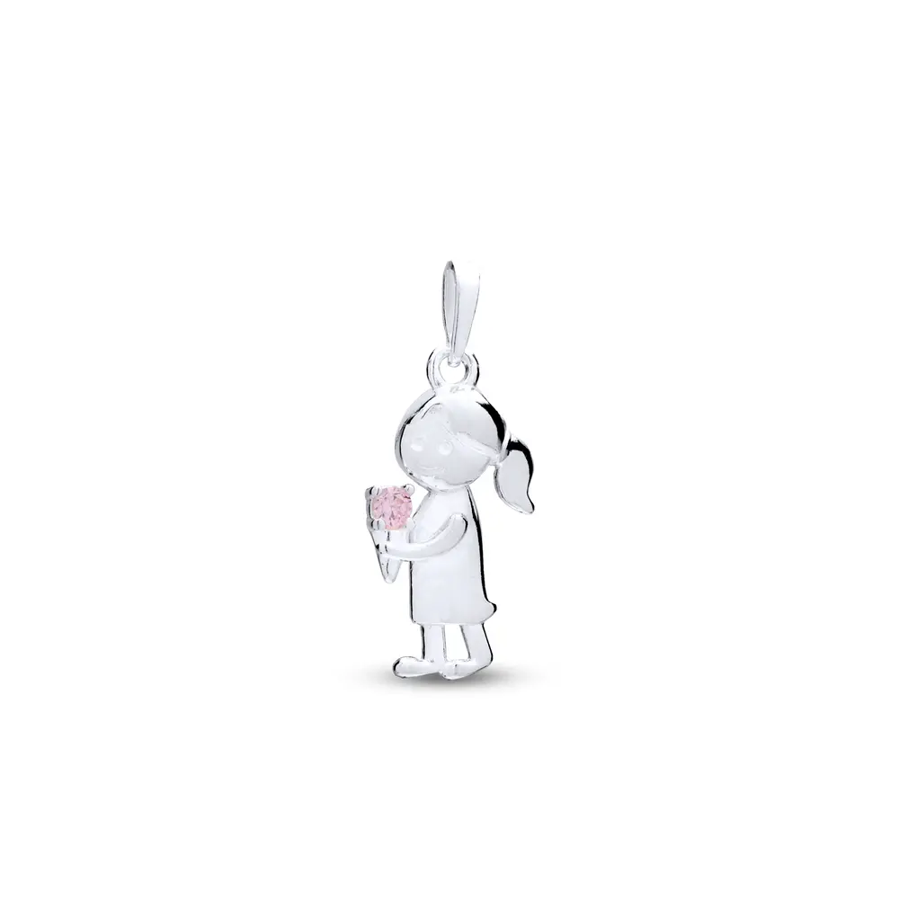 Pingente Prata Menina Com Sorvete