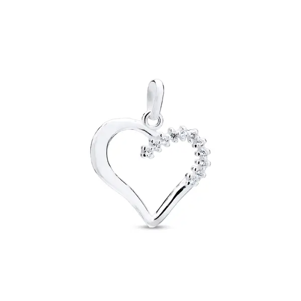 Pingente Prata Coração Com Zircônias