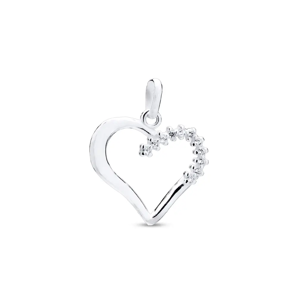 Pingente Prata Coração Com Zircônias