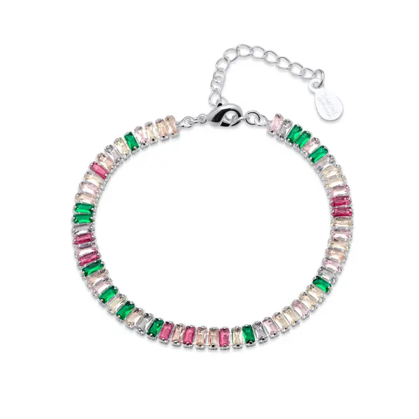 Pulseira Prata Leve Riviera Pedra Colorida