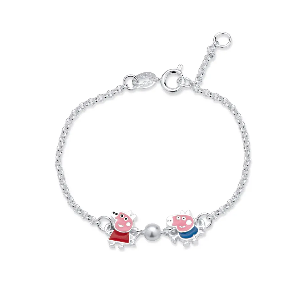 Pulseira Prata Leve Peppa Pig E George
