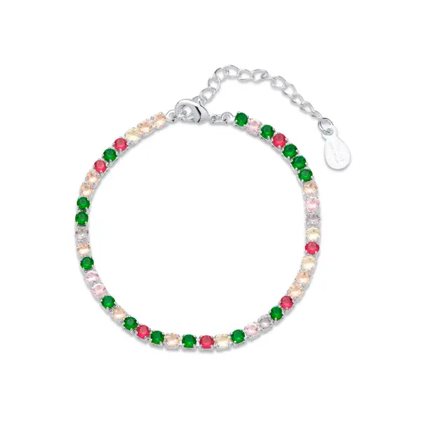 Pulseira Prata Leve Rivieira Zirconia Colorida M