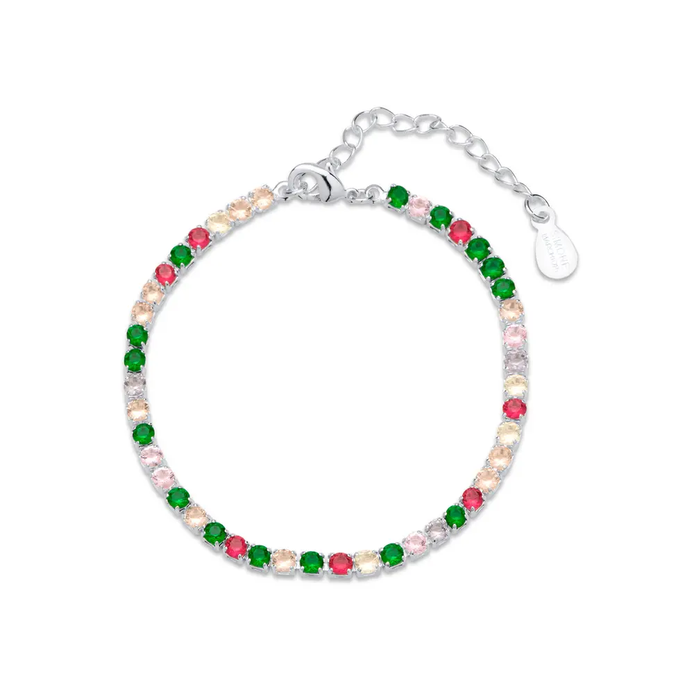 Pulseira Prata Leve Rivieira Zirconia Colorida M
