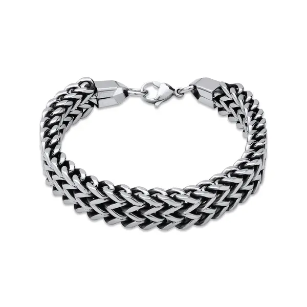 Pulseira Aço Masculina Grossa Trançada 20cm