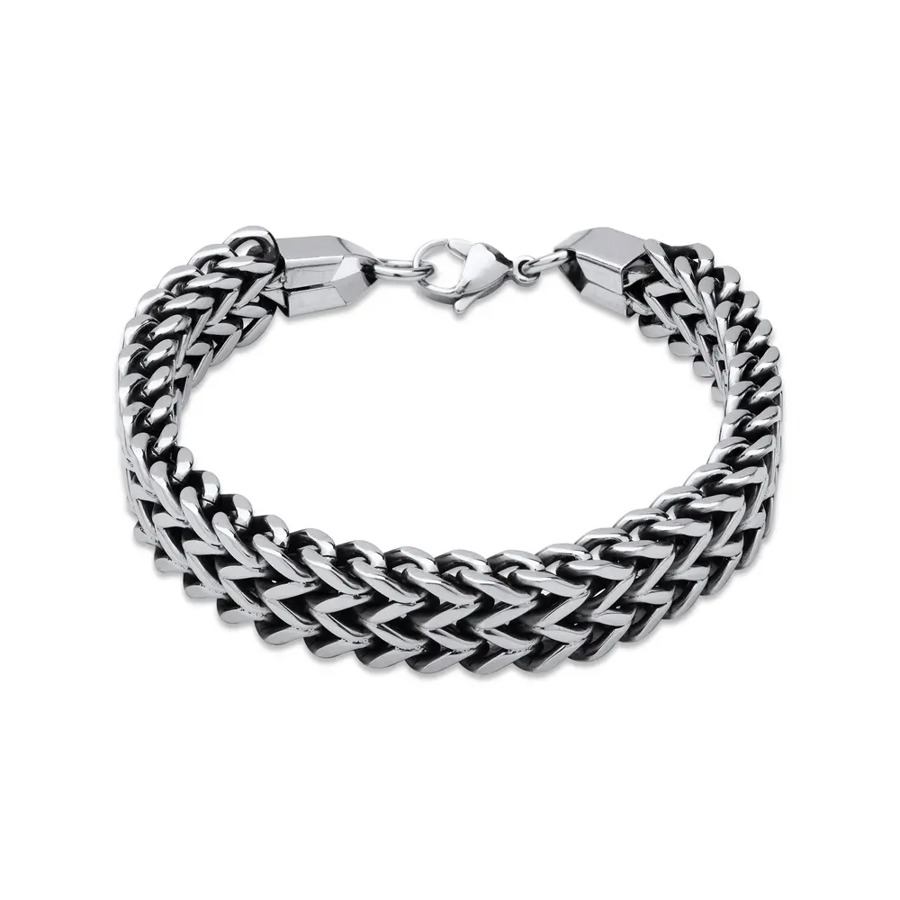 Pulseira Aço Masculina Grossa Trançada 20cm