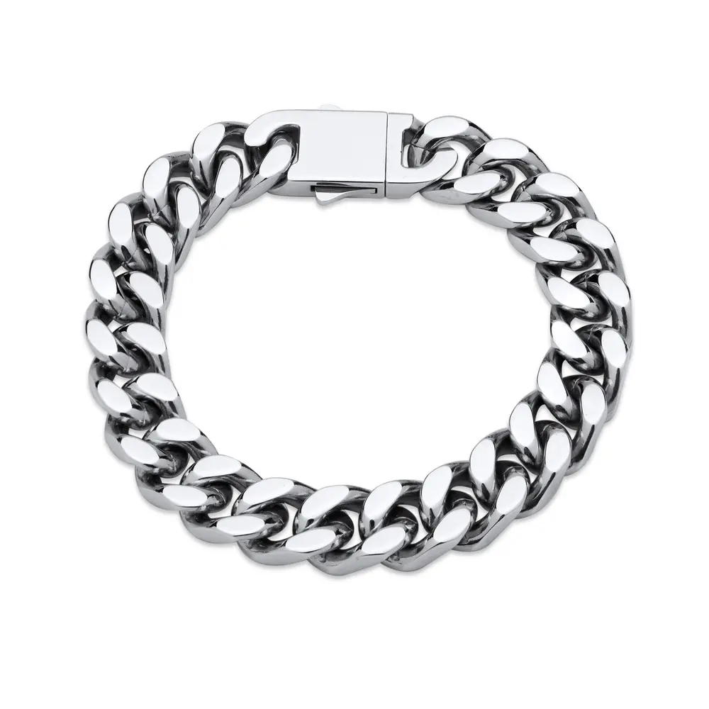 Pulseira Aço Grossa Fecho Gaveta Masculina 21cm