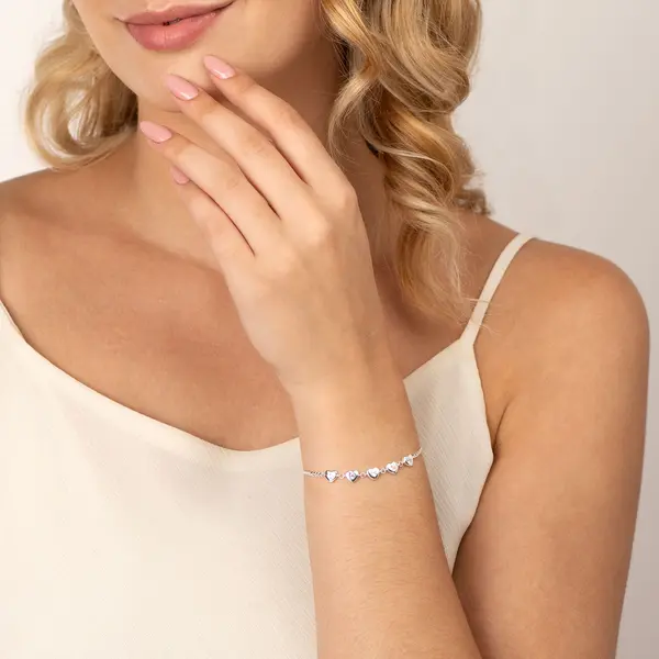 Pulseira Prata Coração Zircônia