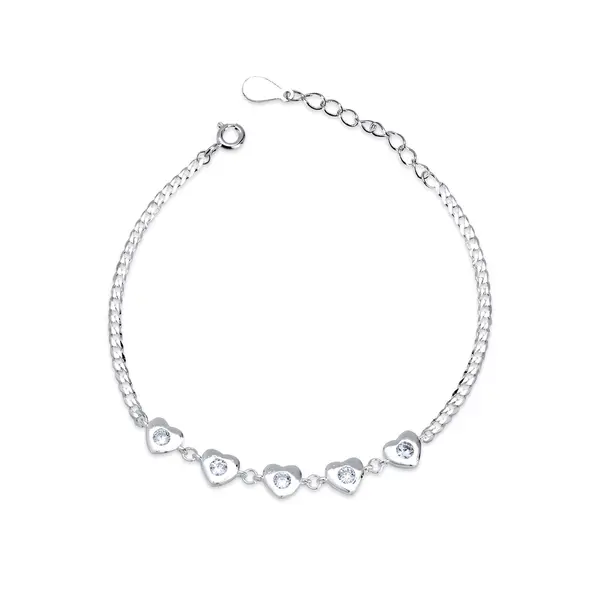 Pulseira Prata Coração Zircônia