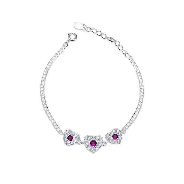 Pulseira Prata Coração Zircônias