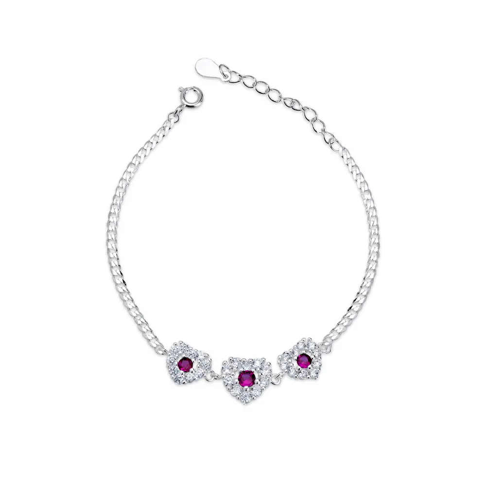 Pulseira Prata Coração Zircônias