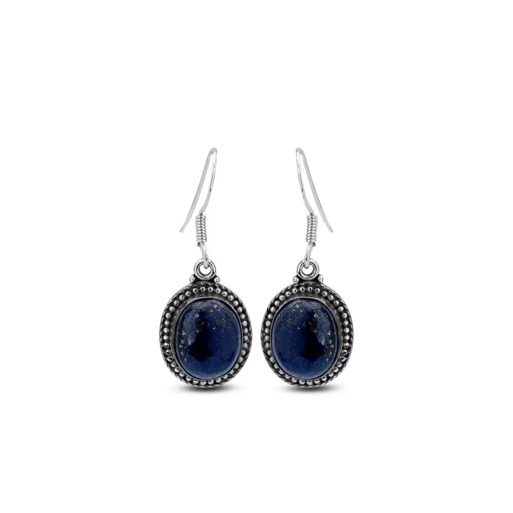 Brinco Prata Pedra Natural Lapis Lazuli
