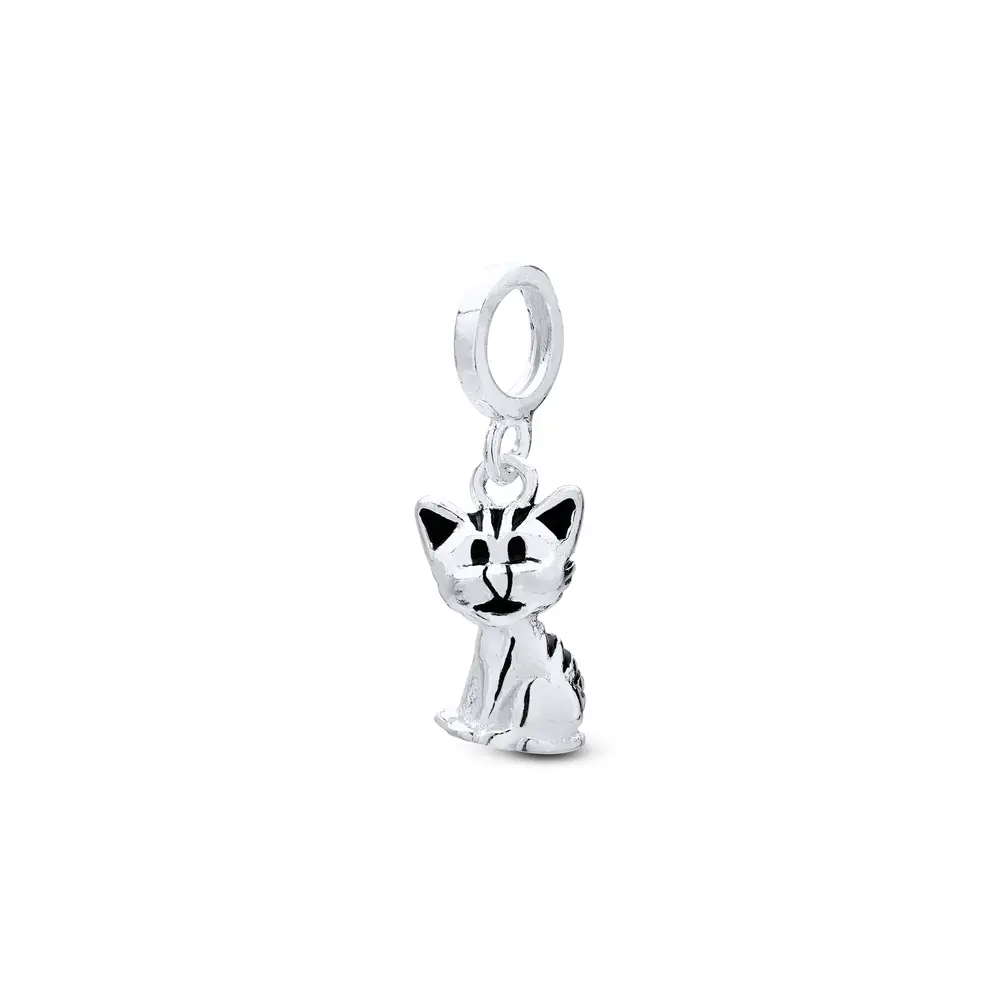 Berloque Prata Art Collection Gato Resinado