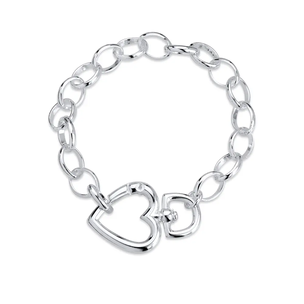 Pulseira Prata Leve Elos Coração