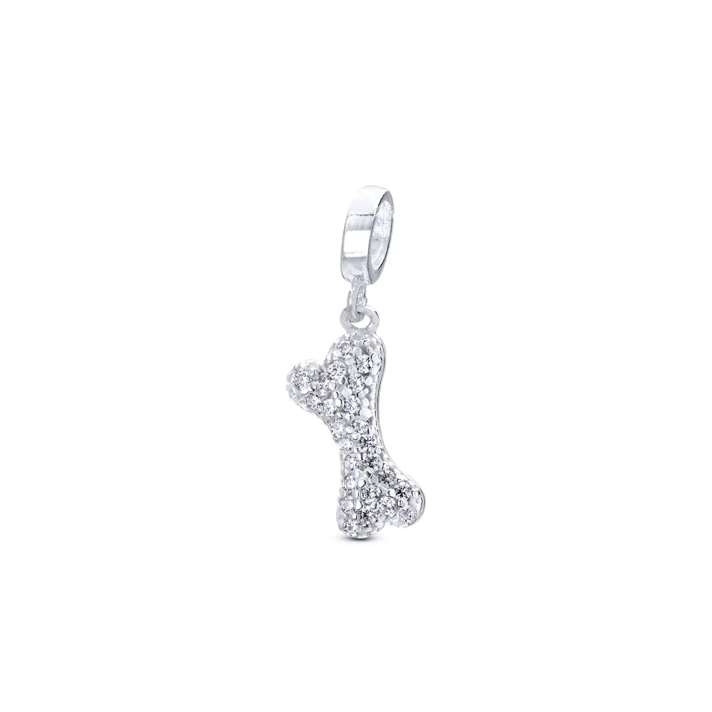 Berloque Prata Art Collection Osso Com Zircônia