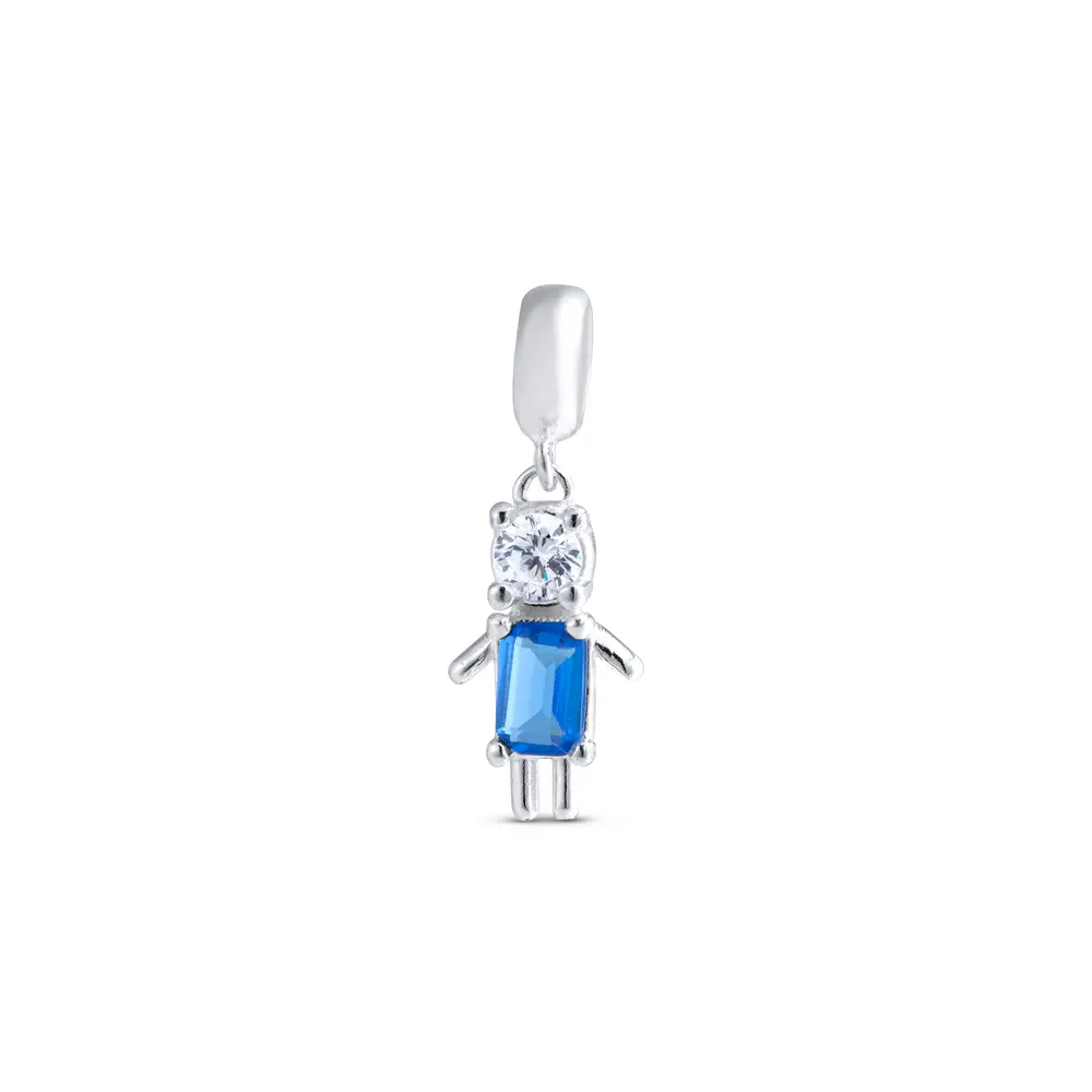 Berloque Prata Art Collection Menino Zircônia Azul