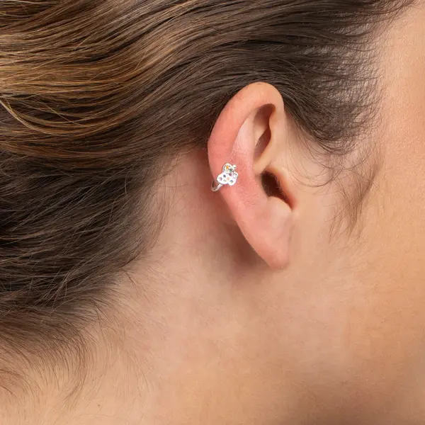 Piercing Fake Prata Leve Borboleta Colorido