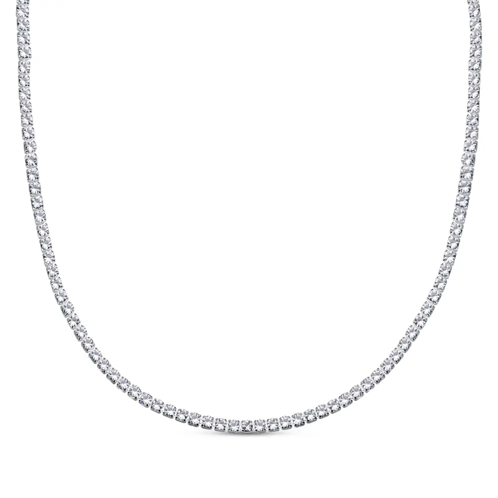 Choker Prata Leve Riviera Zircônias Brancas Quadradas