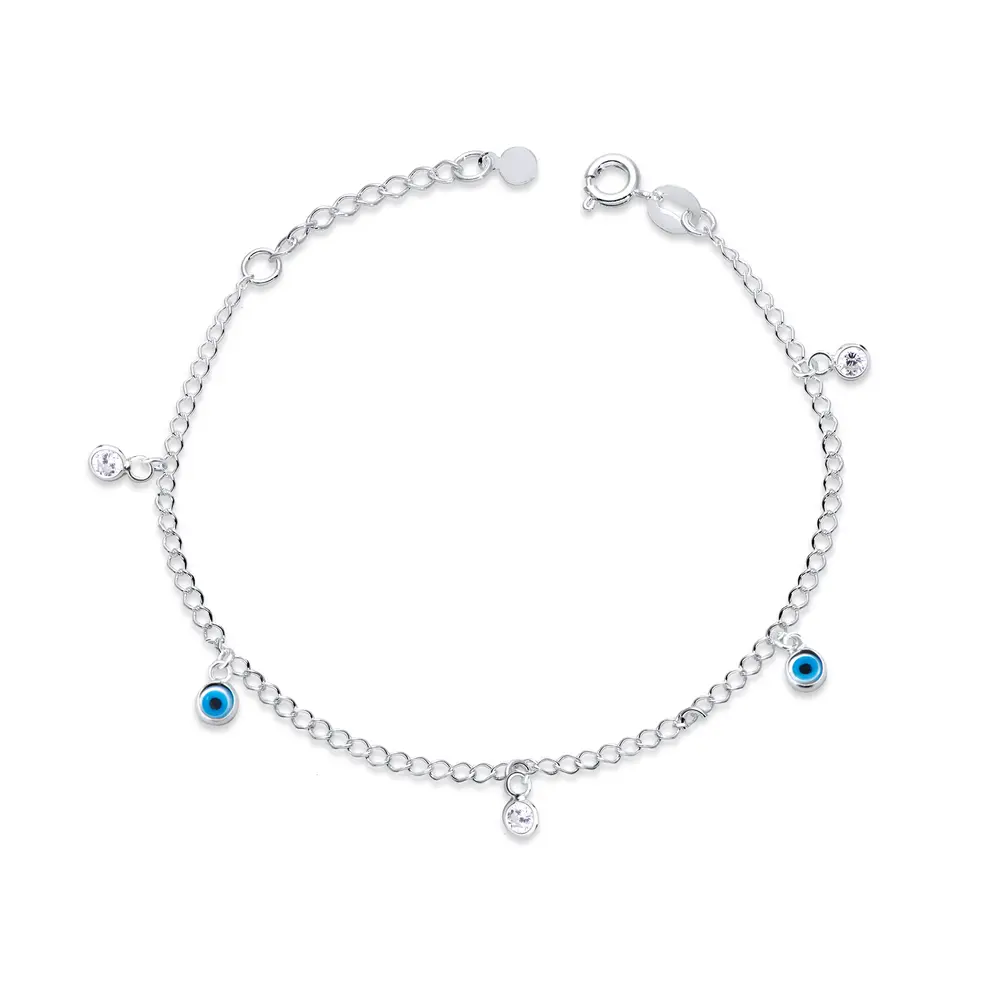 Pulseira Prata Olho Grego Com Zircônias