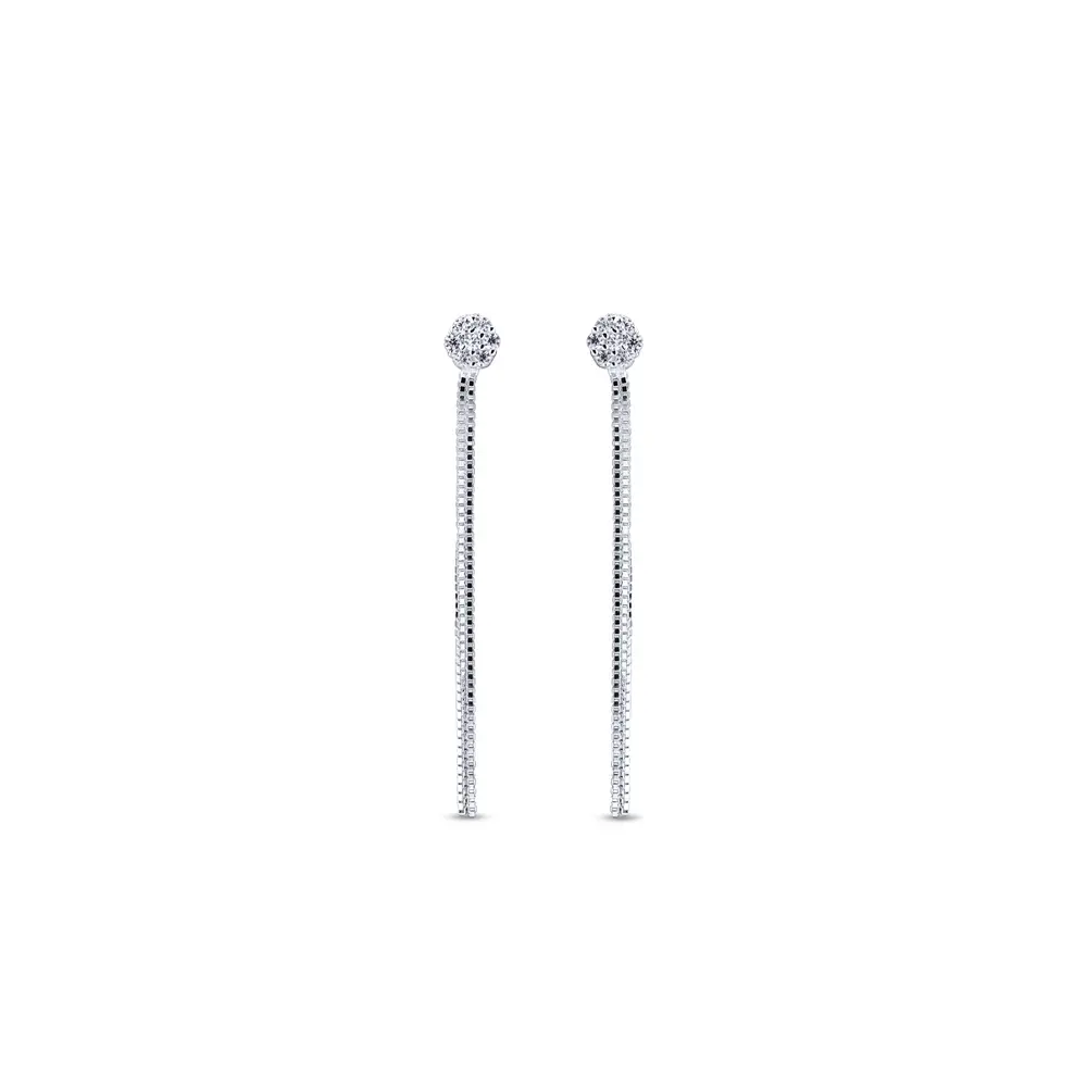 Brinco Prata Zircônias Pendurado