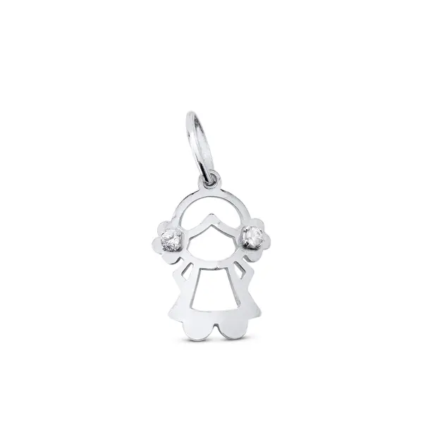 Pingente Prata Menina Duas Zircônias