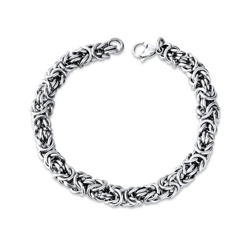 Pulseira Aço Masculina Trançada 23cm