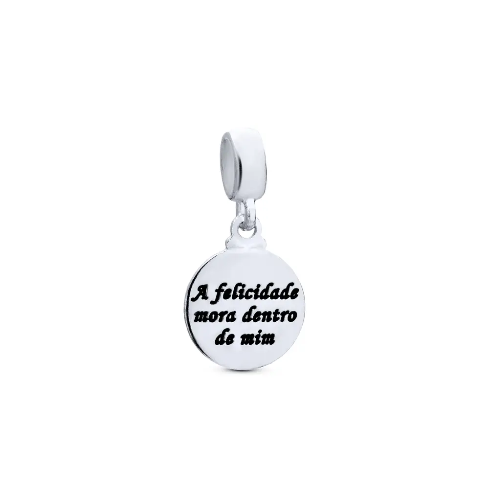 Berloque Prata Art Colection A Felicidade Mora Dentro De Mim