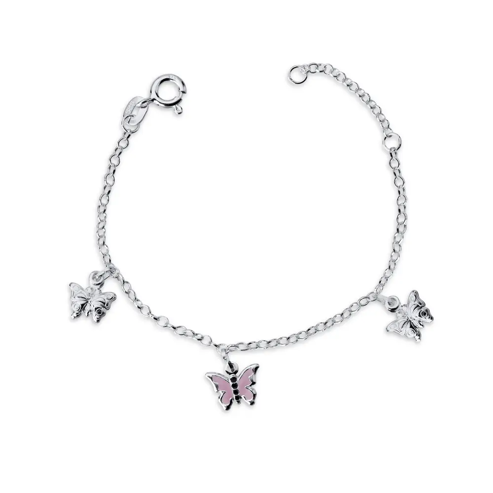 Pulseira Prata Infantil Borboletas