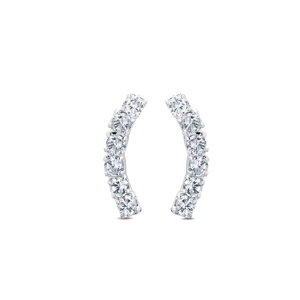 Brinco Prata Leve Ear Cuff Com Zircônias Brancas